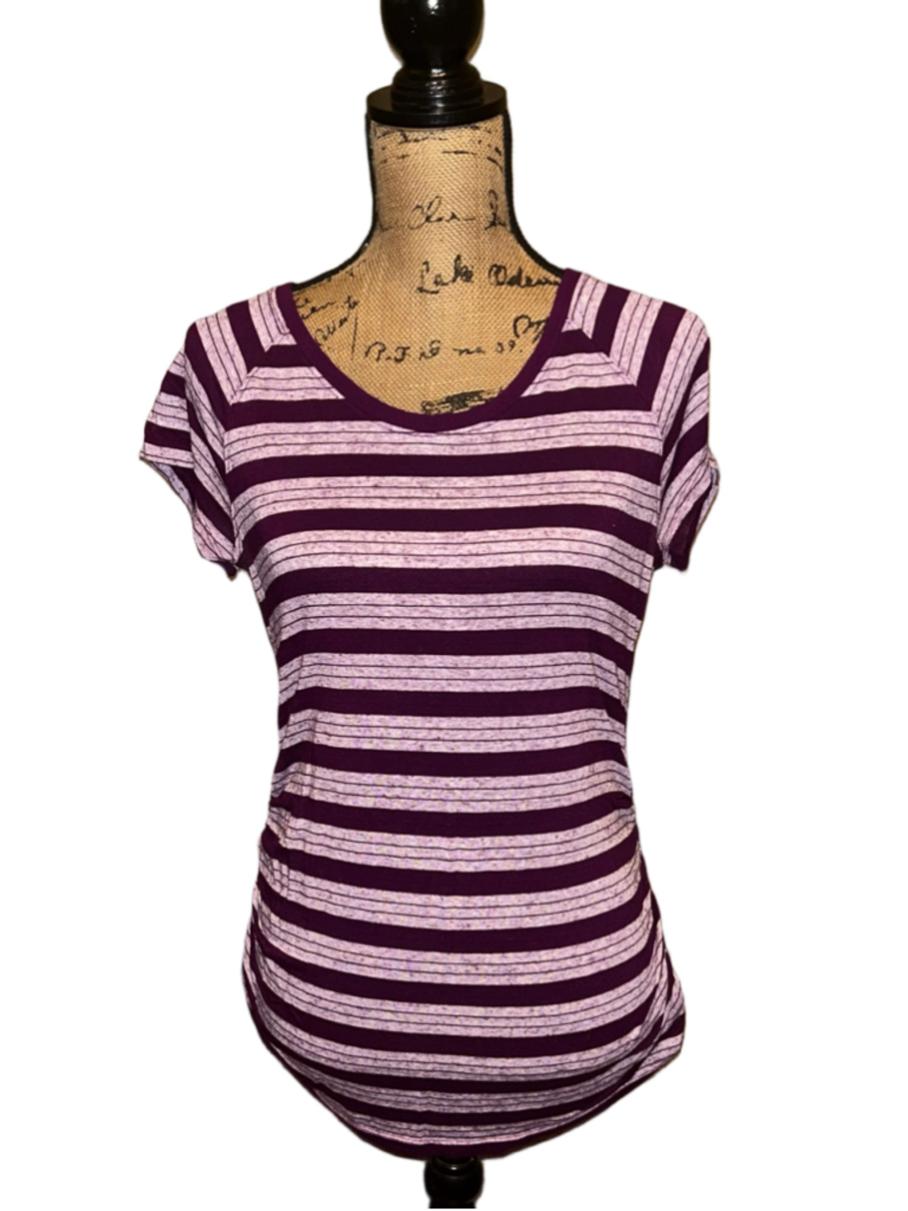 Women's Liz Lange Maternity Striped Short Sleeve Tee Purple White Size S